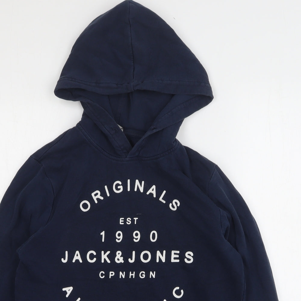 JACK & JONES Mens Blue  Cotton Pullover Hoodie Size S