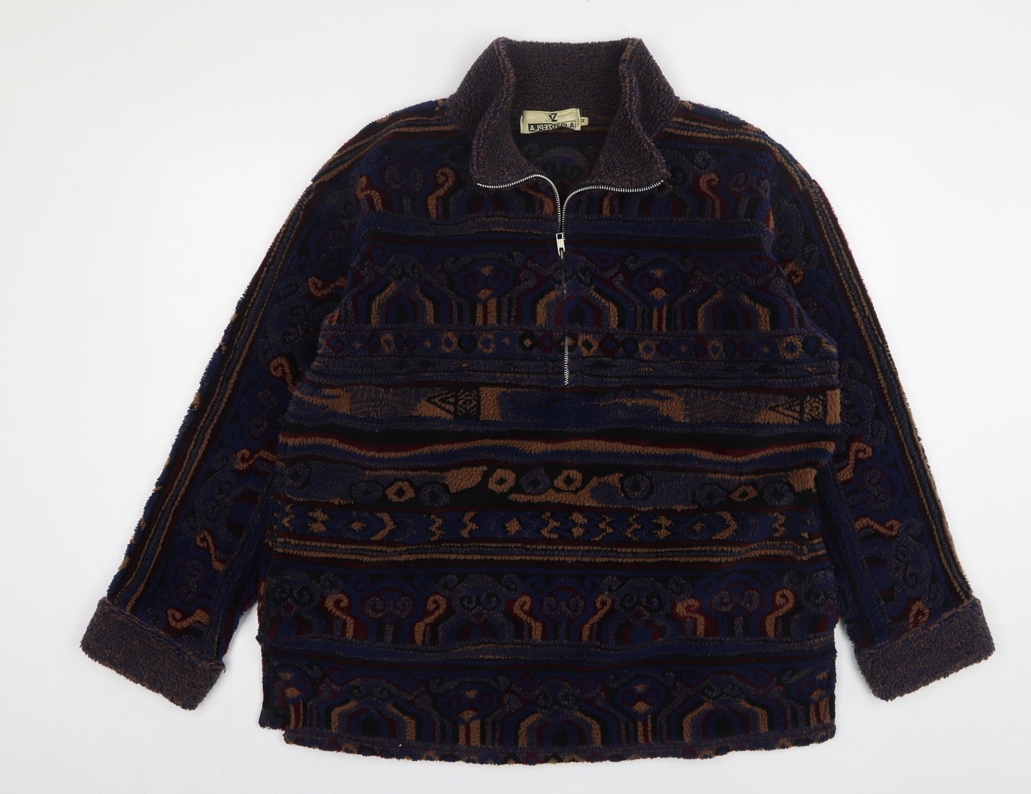Zepla Mens Multicoloured Geometric Polyester Pullover Sweatshirt Size M