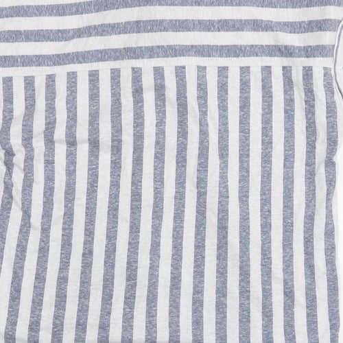 Tru Self Womens Grey Striped Polyester Basic Button-Up Size L Collared