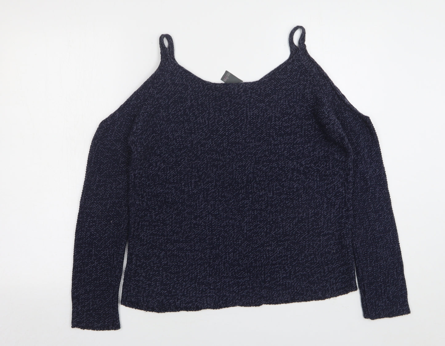 Quinn Womens Blue V-Neck  Acrylic Pullover Jumper Size L