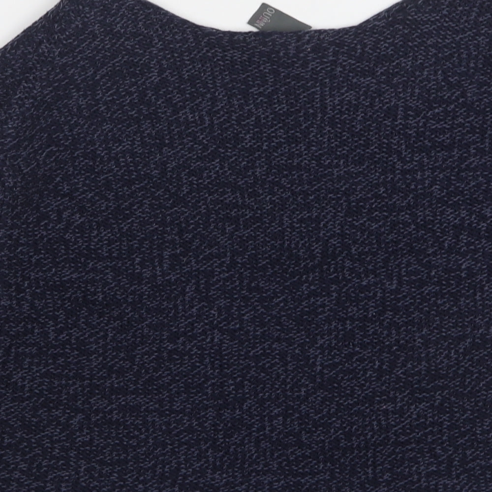 Quinn Womens Blue V-Neck  Acrylic Pullover Jumper Size L