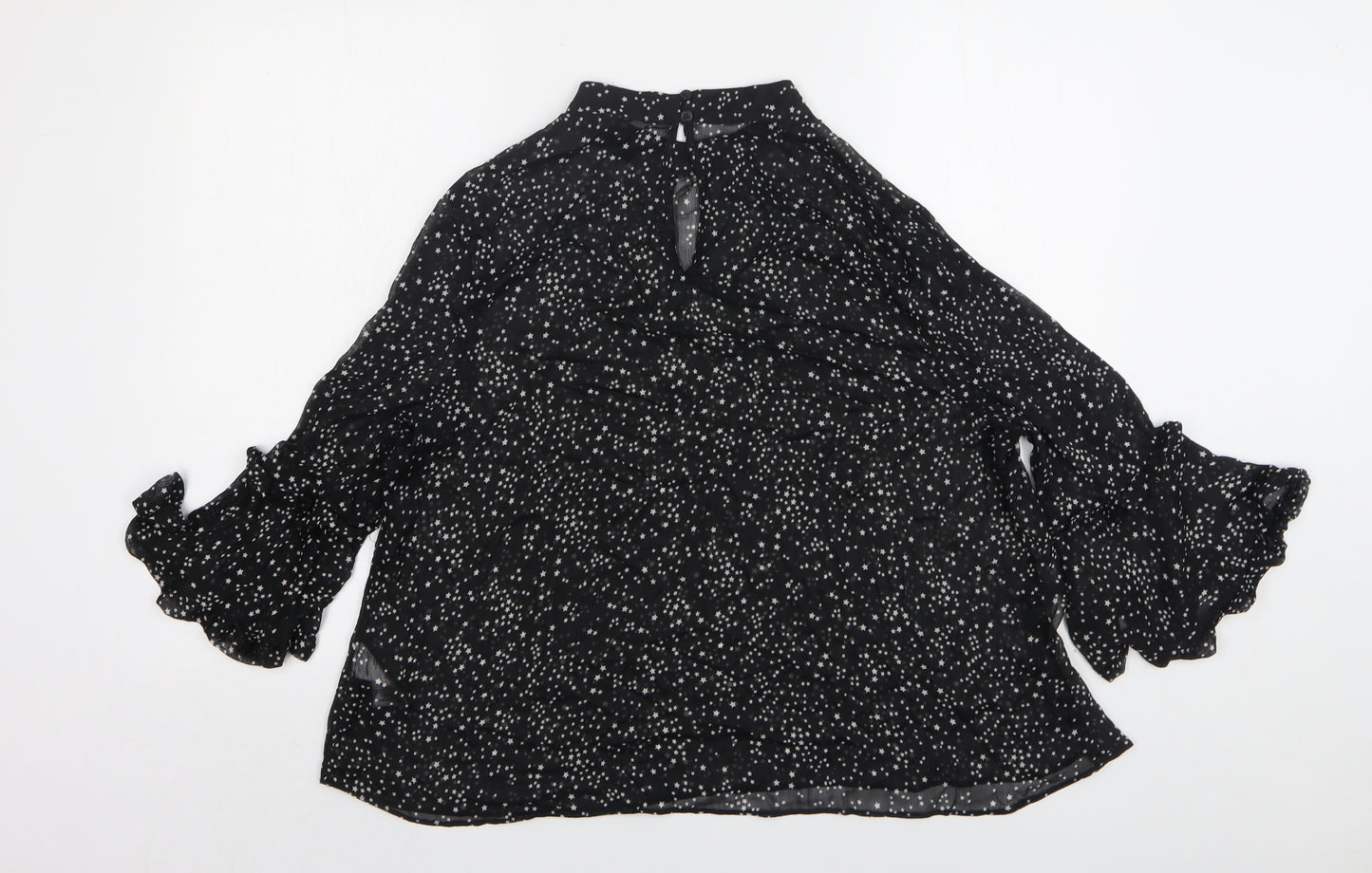 Peacocks Womens Black Polka Dot Polyester Basic Blouse Size 18 Round Neck