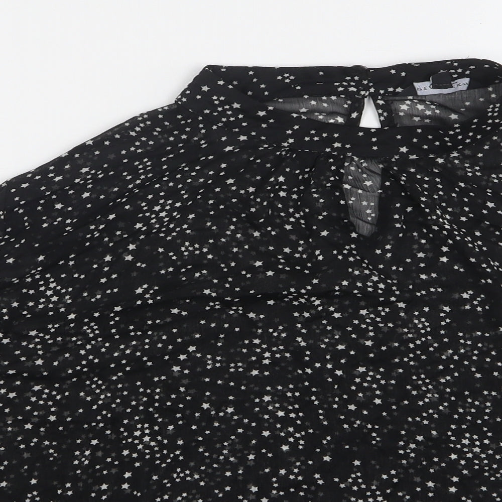 Peacocks Womens Black Polka Dot Polyester Basic Blouse Size 18 Round Neck