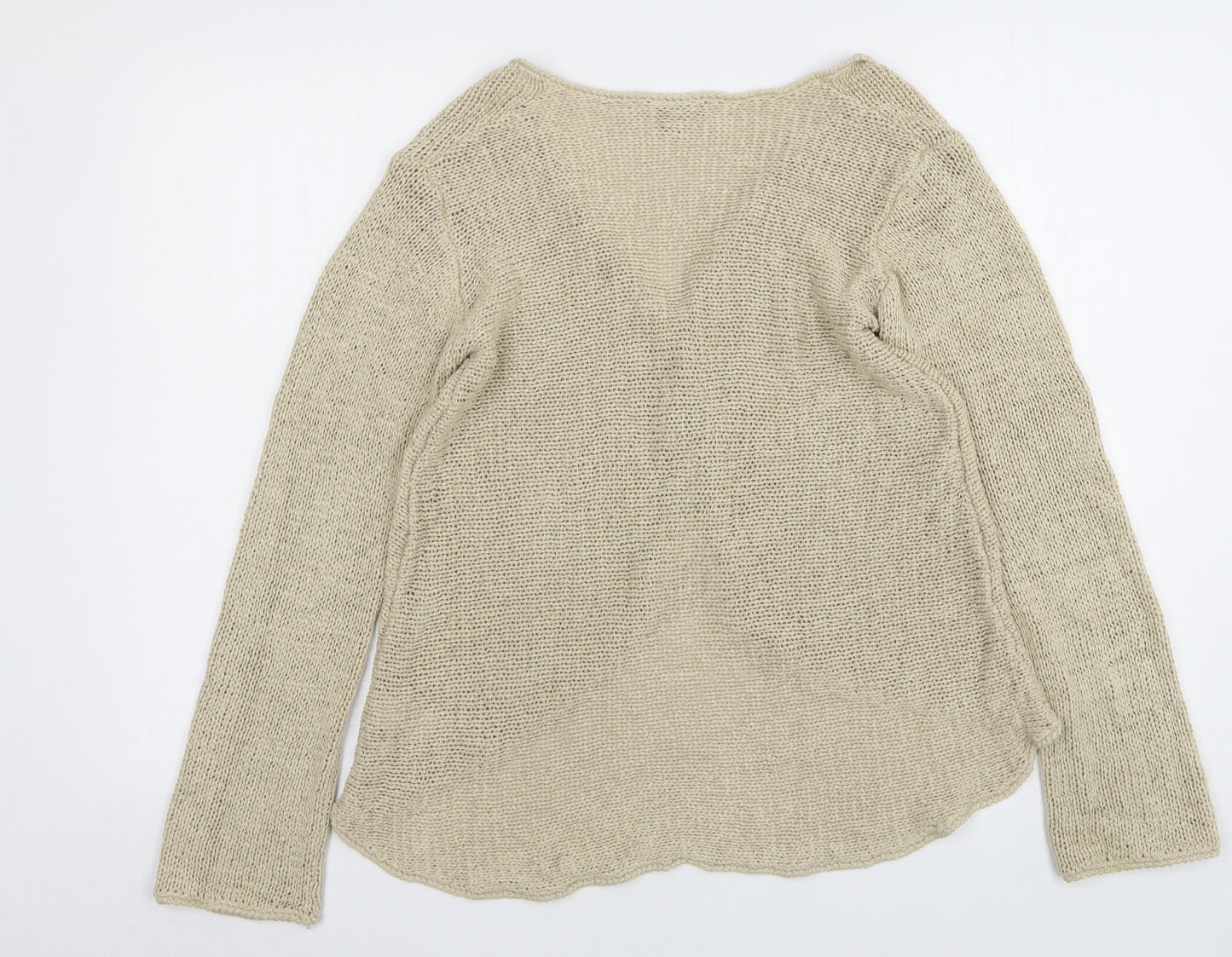 Monsoon Womens Beige V-Neck  Acrylic Cardigan Jumper Size 14