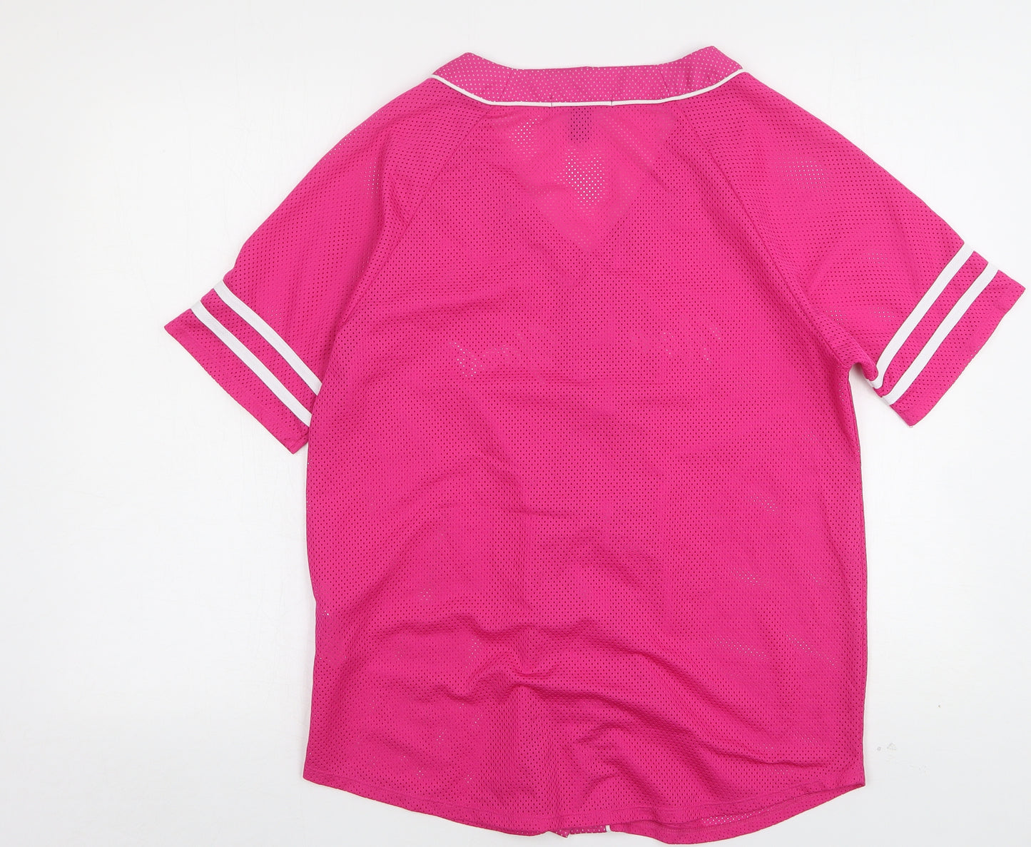 FOREVER 21 Womens Pink  Polyester Basic Button-Up Size M V-Neck
