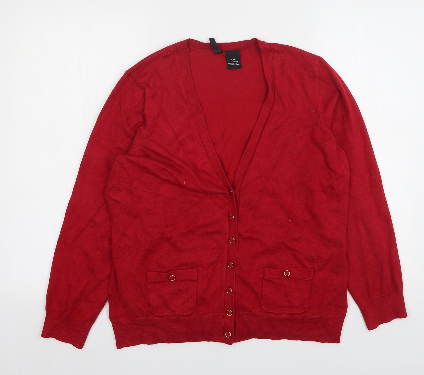 New Direction  Womens Red V-Neck  Rayon Cardigan Jumper Size XL