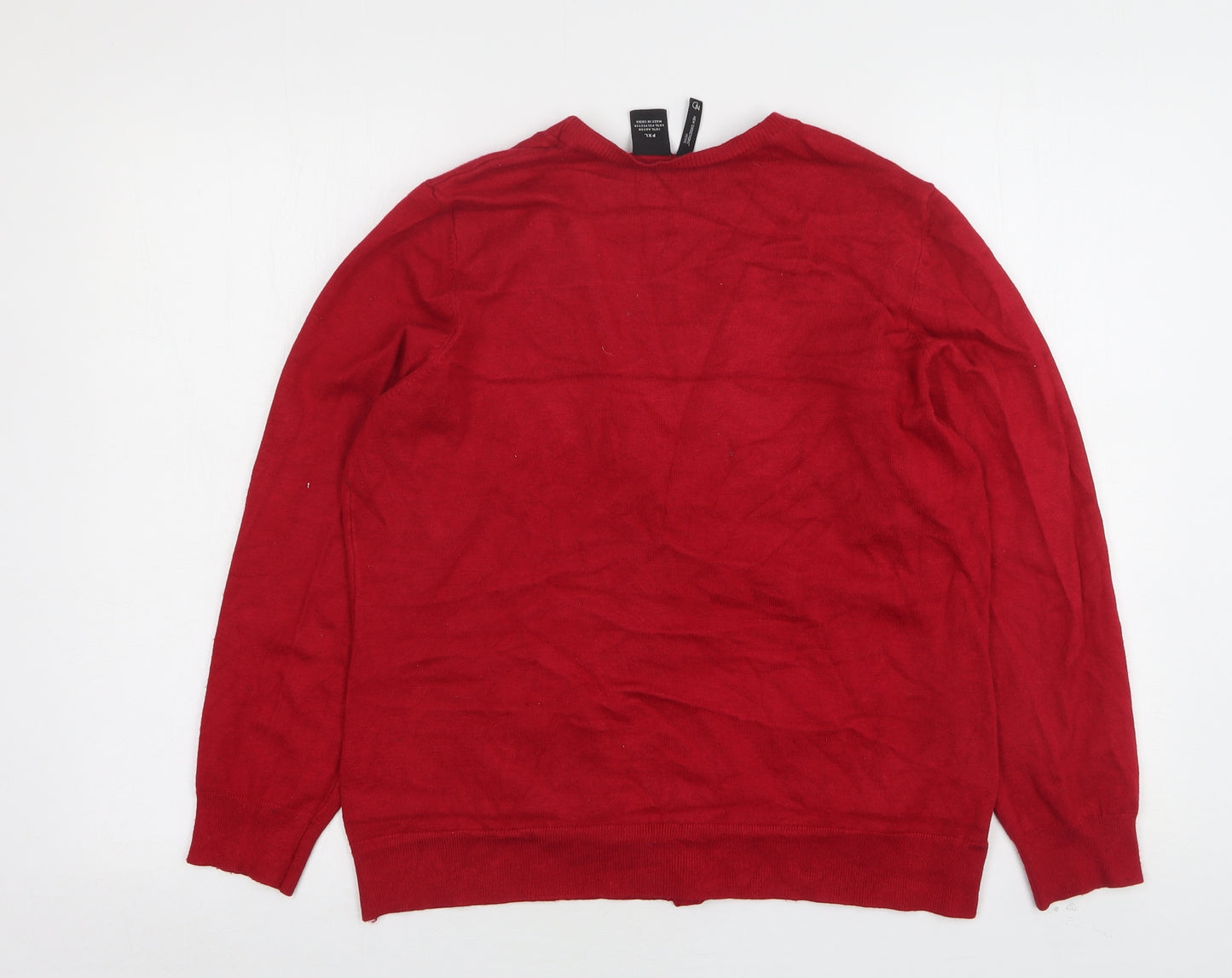 New Direction  Womens Red V-Neck  Rayon Cardigan Jumper Size XL