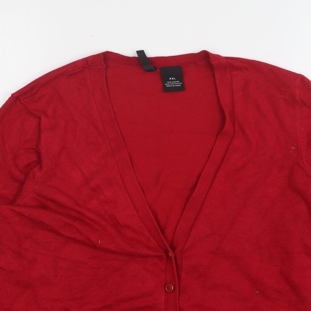 New Direction  Womens Red V-Neck  Rayon Cardigan Jumper Size XL