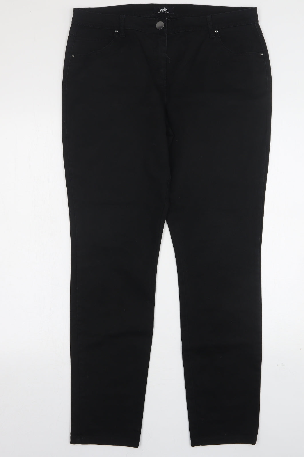 Wallis Womens Black  Cotton Skinny Jeans Size 14 L31 in Regular