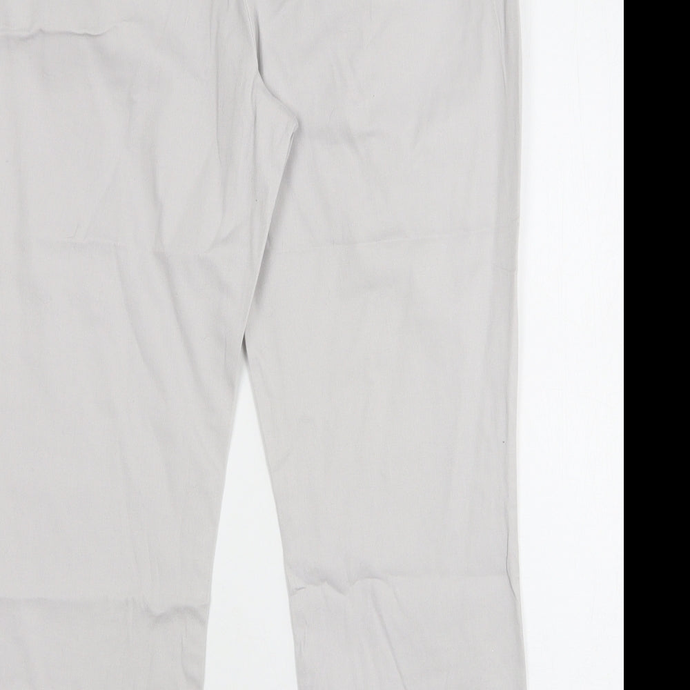 Dorothy Perkins Womens Grey  Cotton Chino Trousers Size 14 L25 in Regular