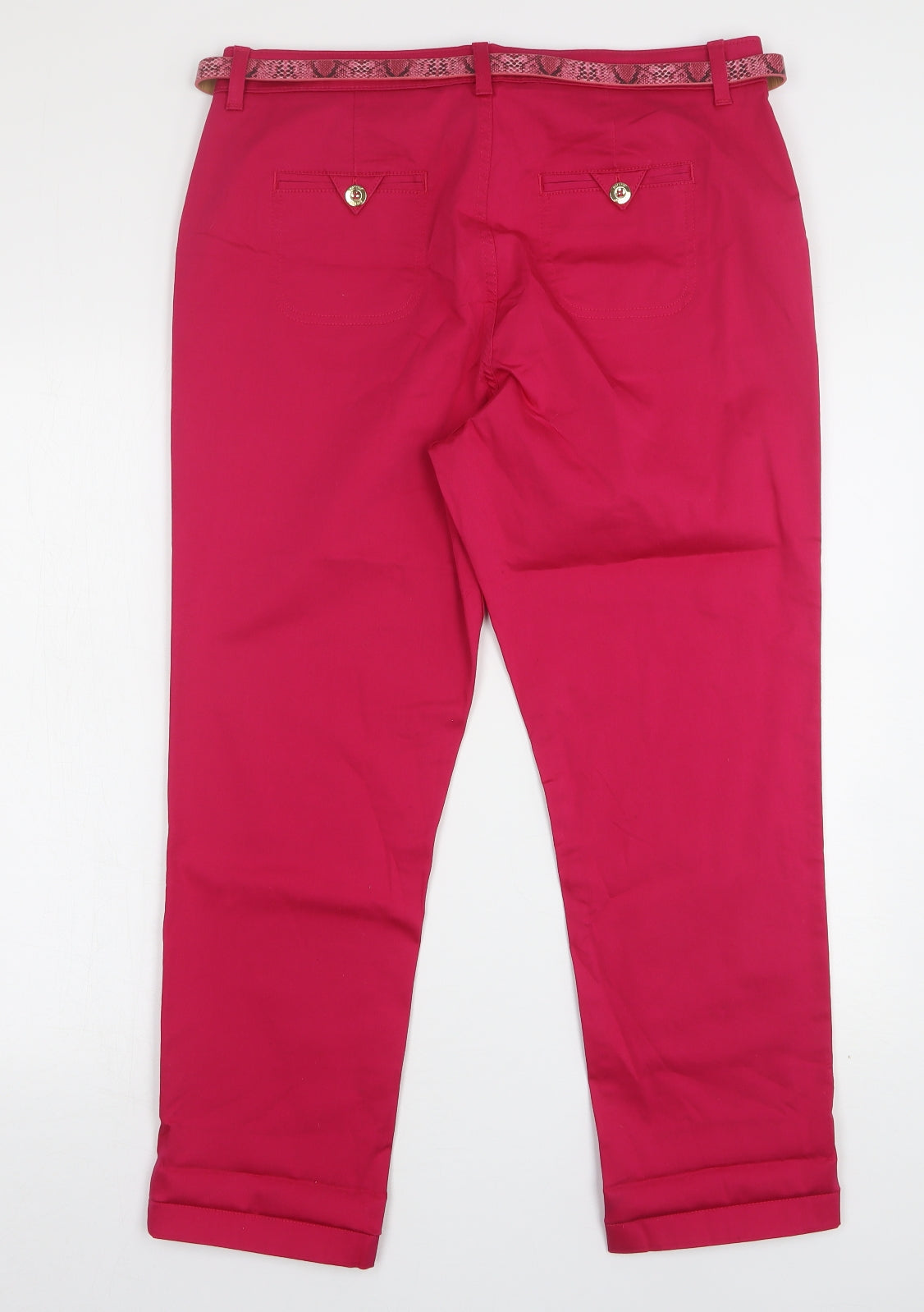 Per Una Womens Pink  Cotton Cropped Trousers Size 14 L26 in Regular