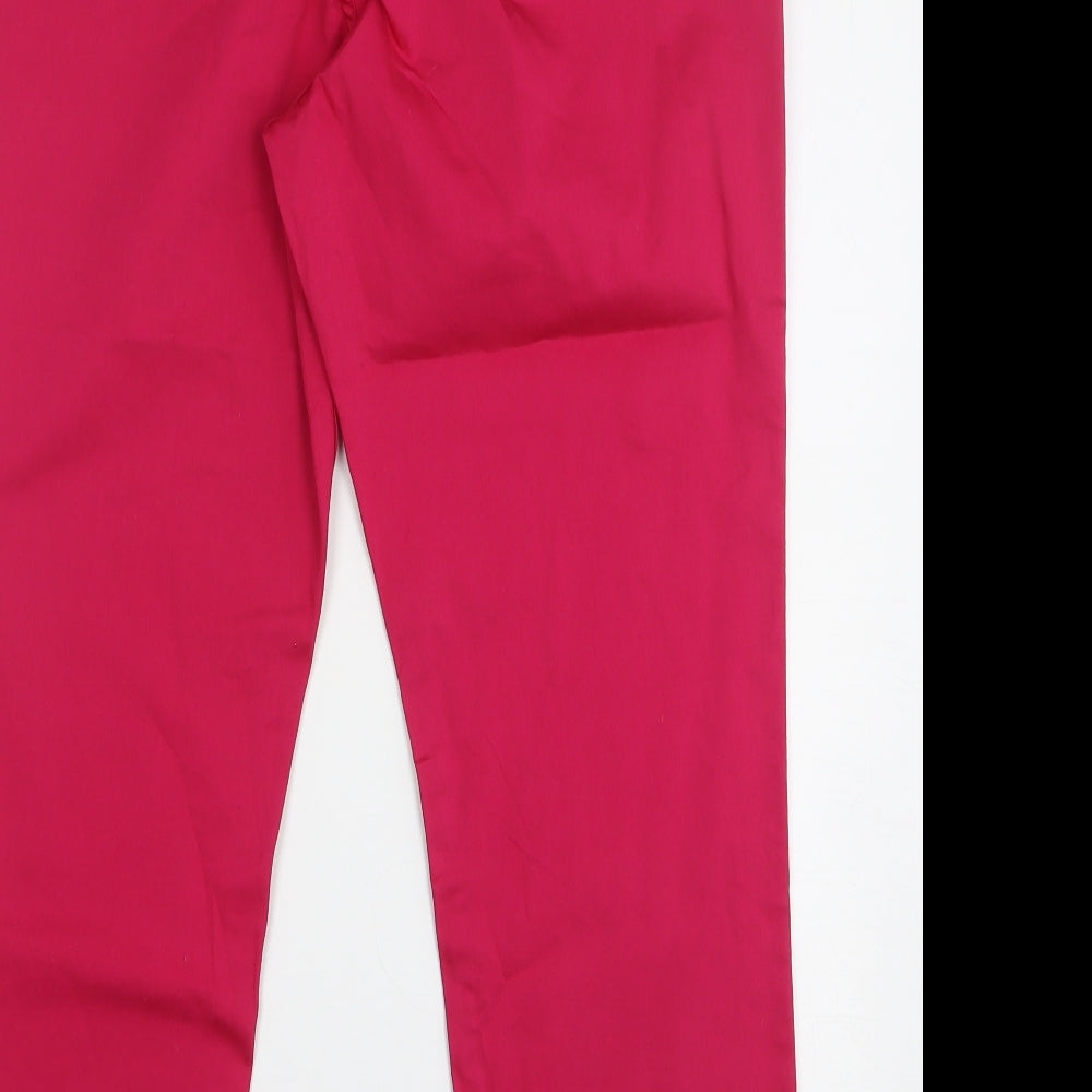 Per Una Womens Pink  Cotton Cropped Trousers Size 14 L26 in Regular