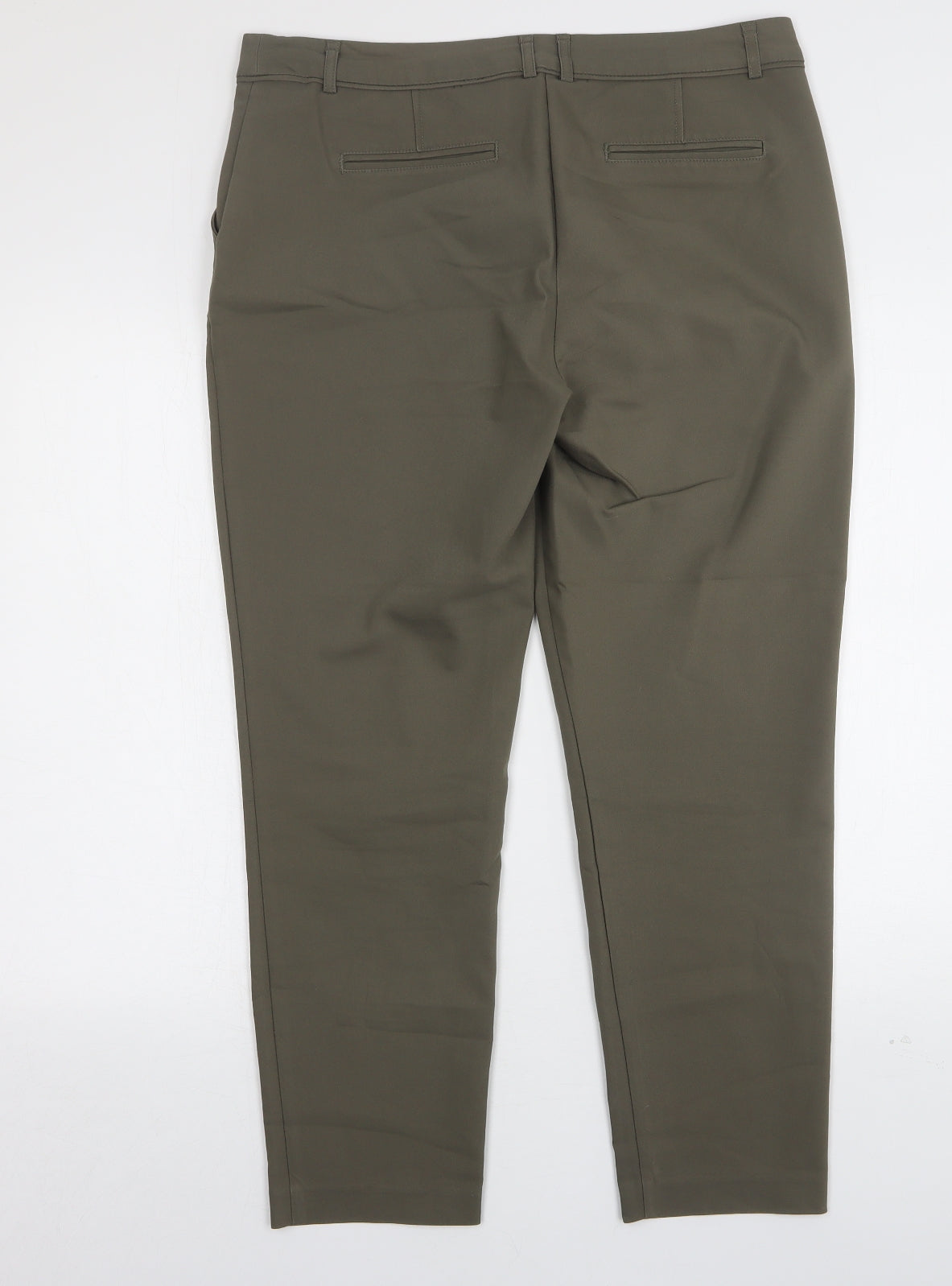 Wallis Womens Green  Cotton Trousers  Size 14 L28 in Regular