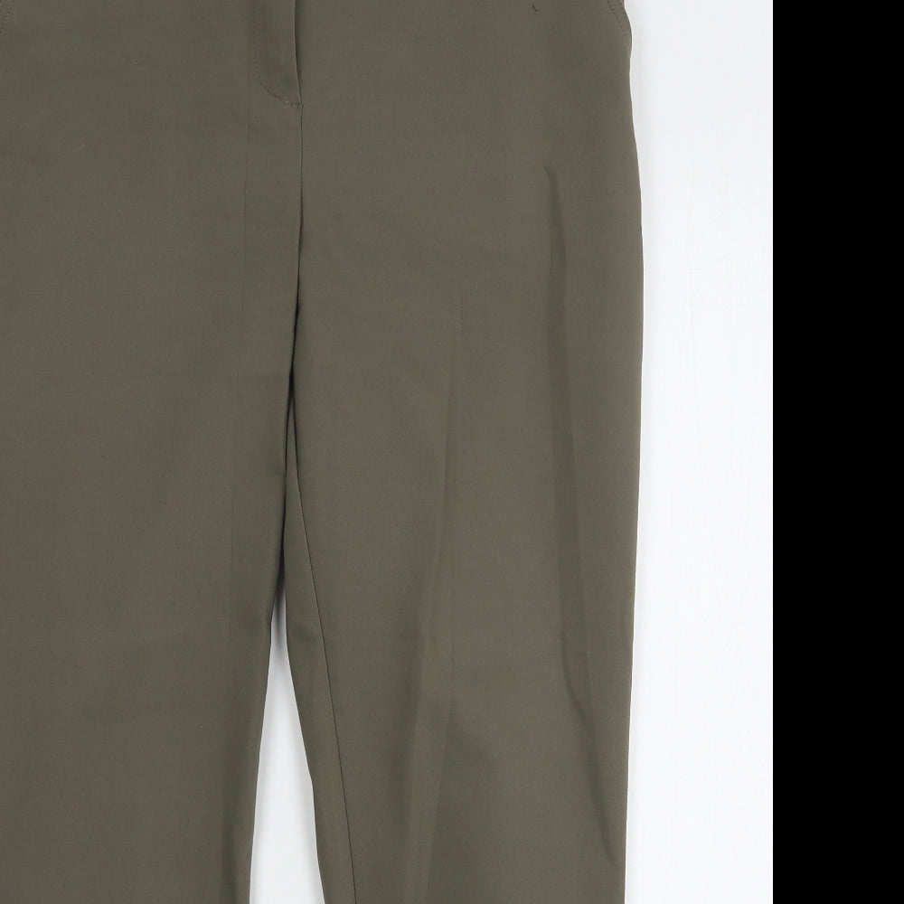 Wallis Womens Green  Cotton Trousers  Size 14 L28 in Regular