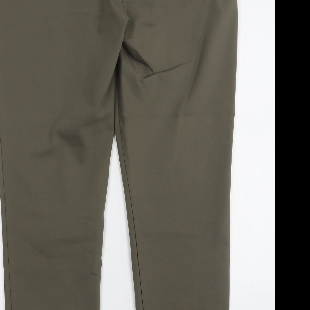 Wallis Womens Green  Cotton Trousers  Size 14 L28 in Regular