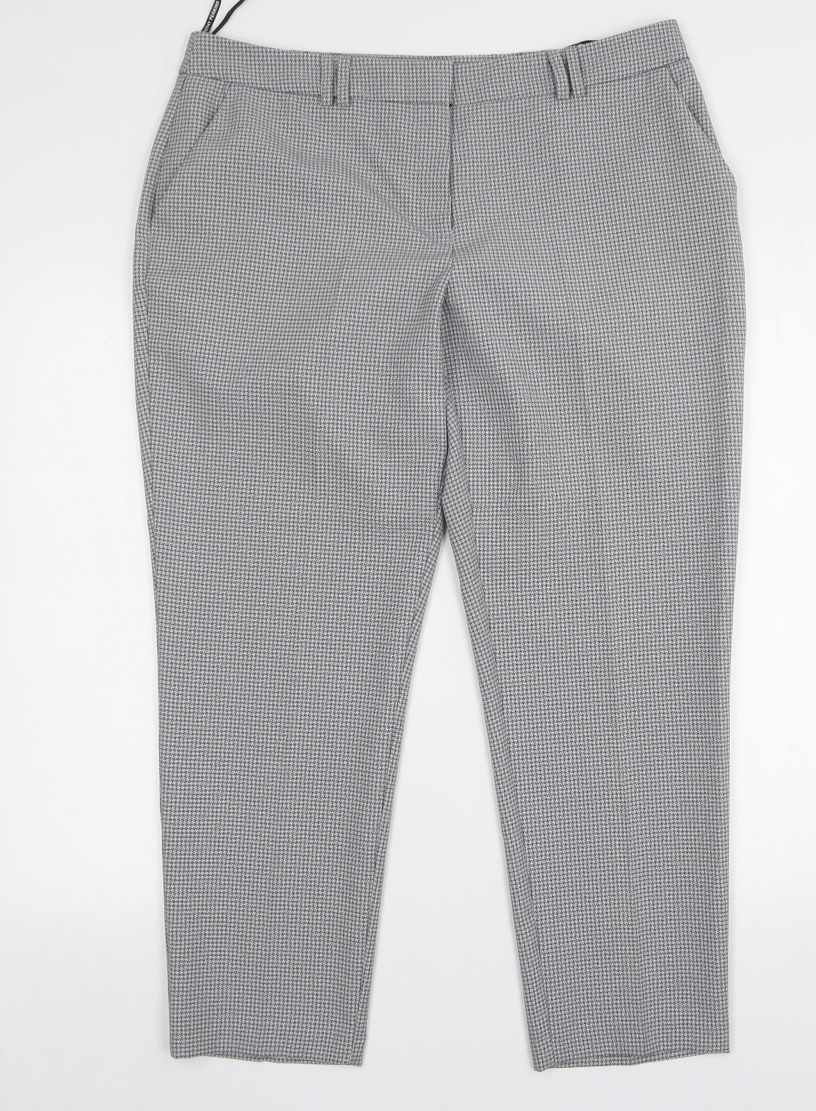 Dorothy Perkins Womens Grey Geometric Polyester Trousers  Size 14 L27 in Regular