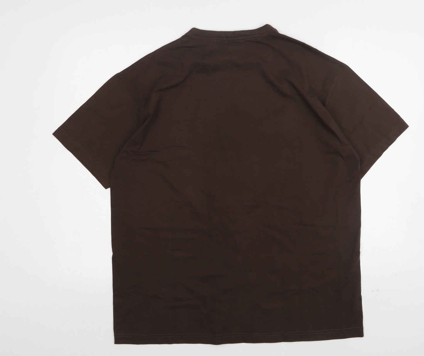 Active Wear Mens Brown  Cotton  T-Shirt Size XL Round Neck