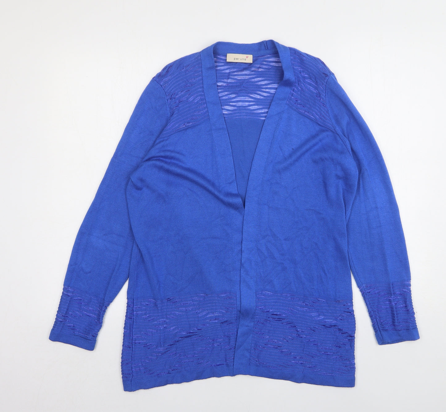 Per Una  Womens Blue V-Neck  Viscose Cardigan Jumper Size 14
