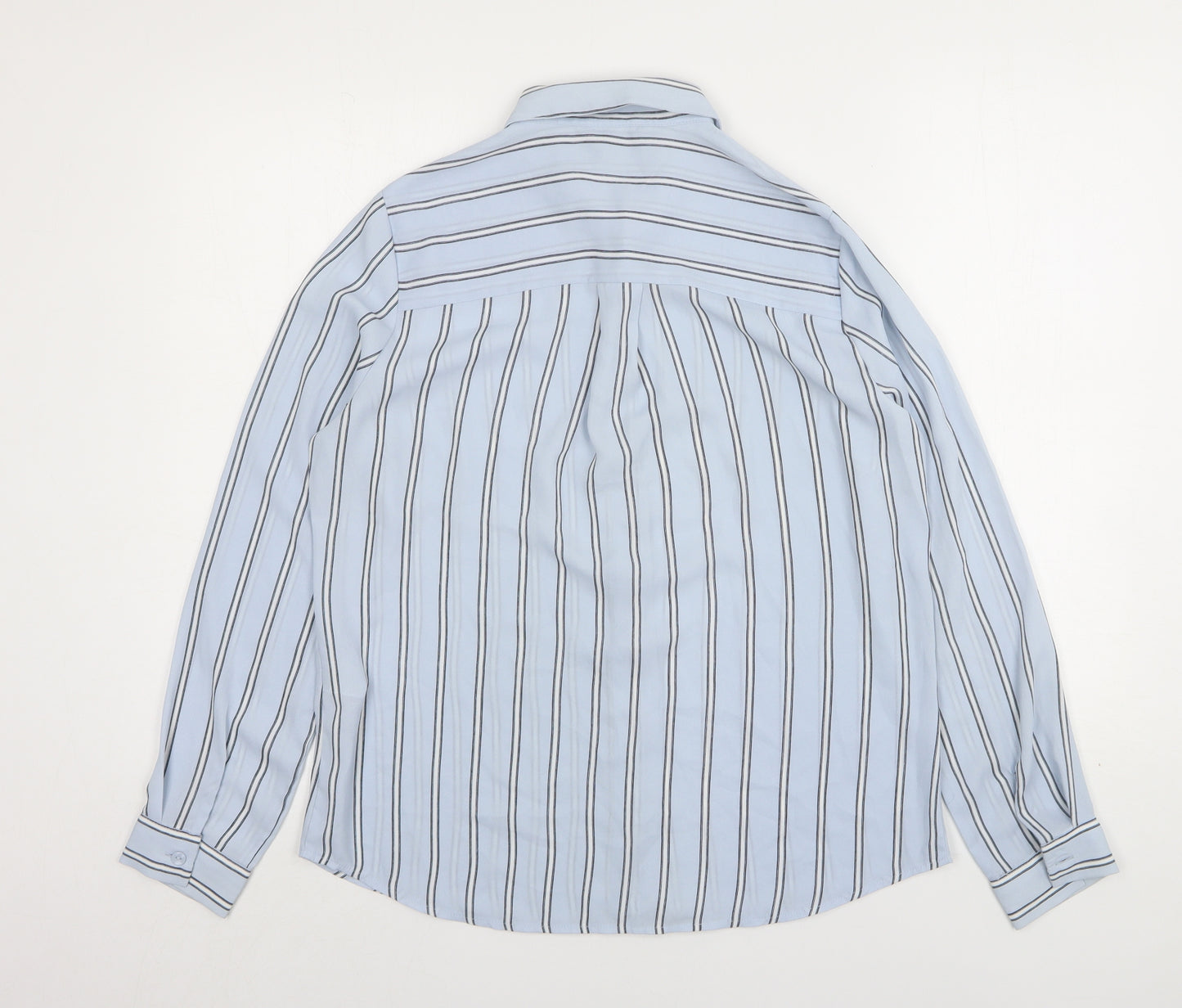 New Look Womens Blue Striped Polyester Basic Button-Up Size 12 Collared