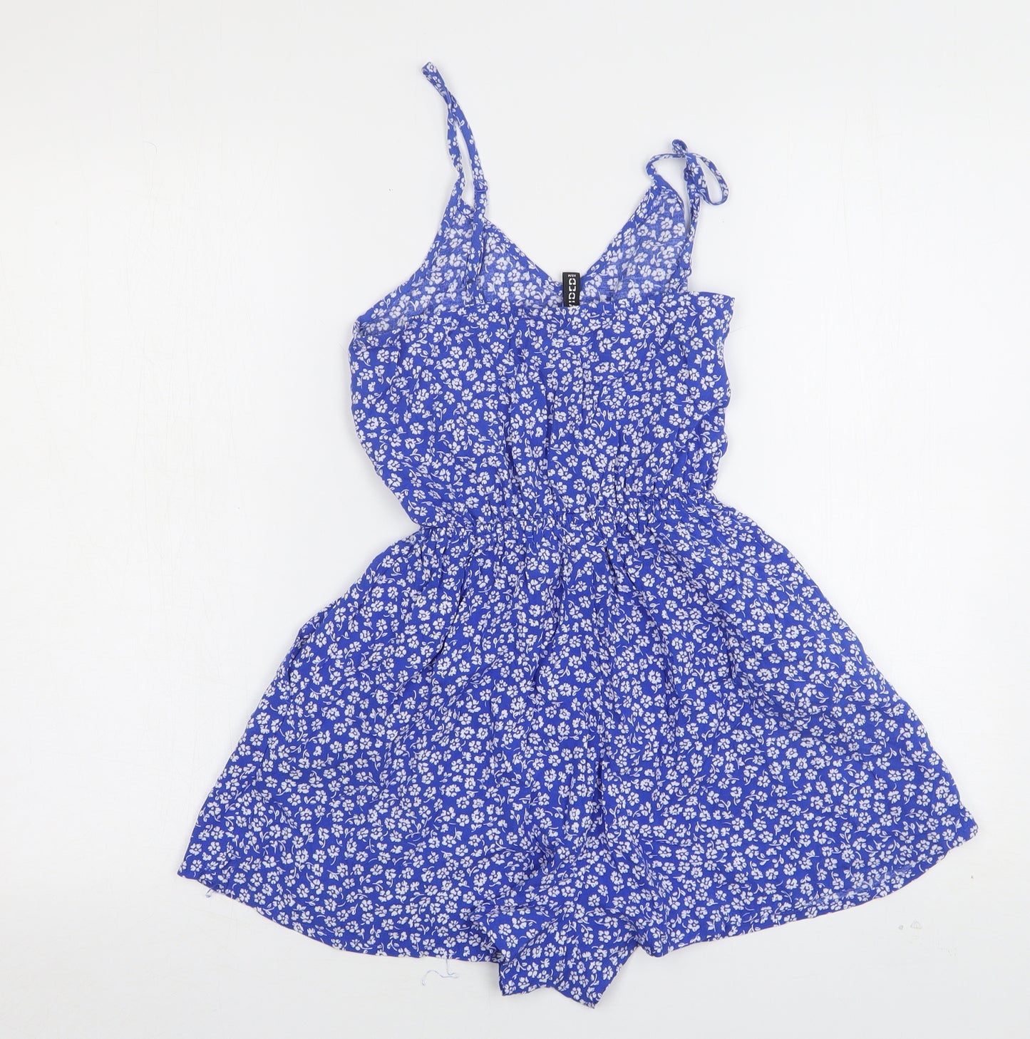 H&M Womens Blue Floral Viscose Playsuit One-Piece Size 4