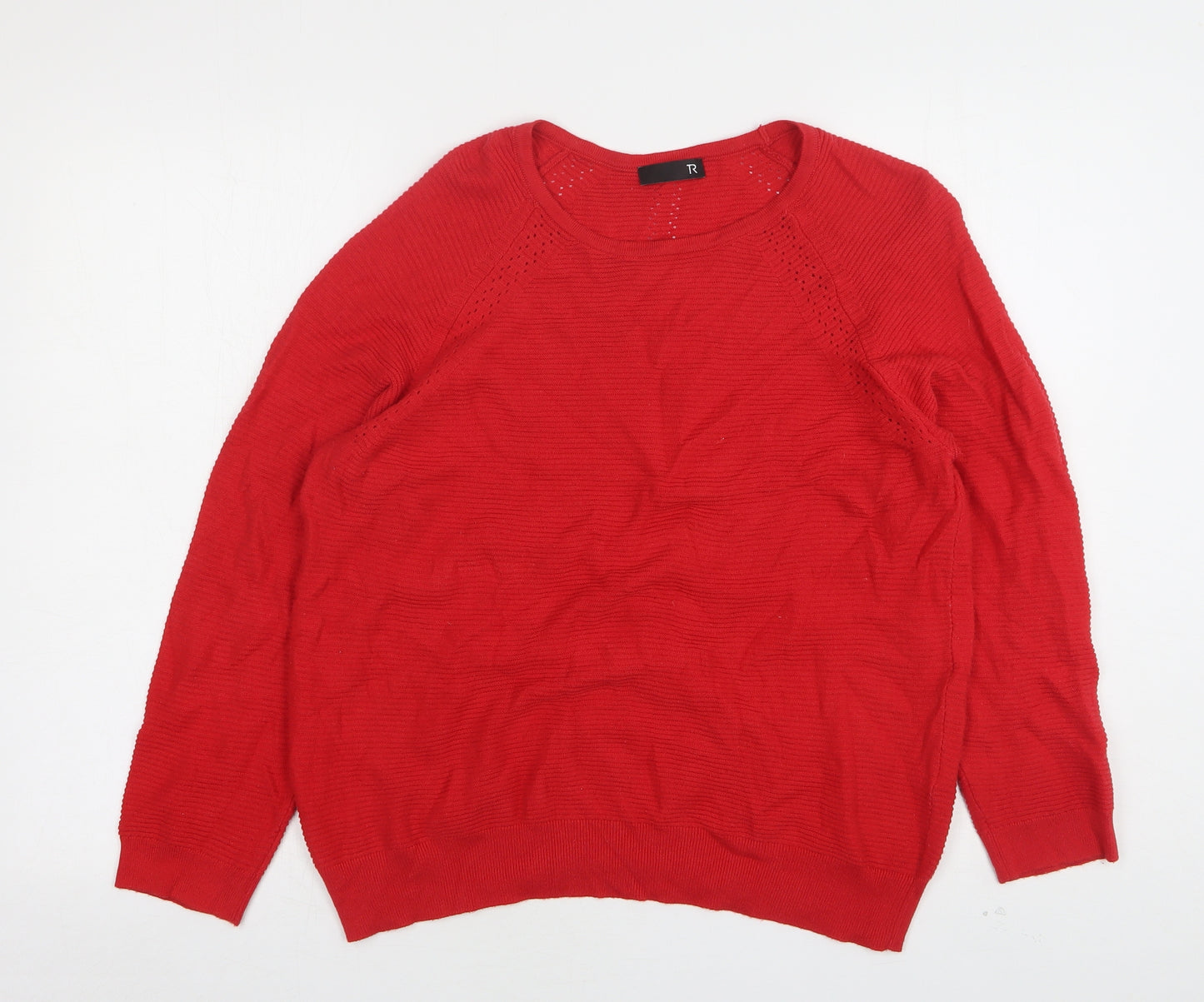 TR Womens Red Round Neck  Cotton Pullover Jumper Size 16