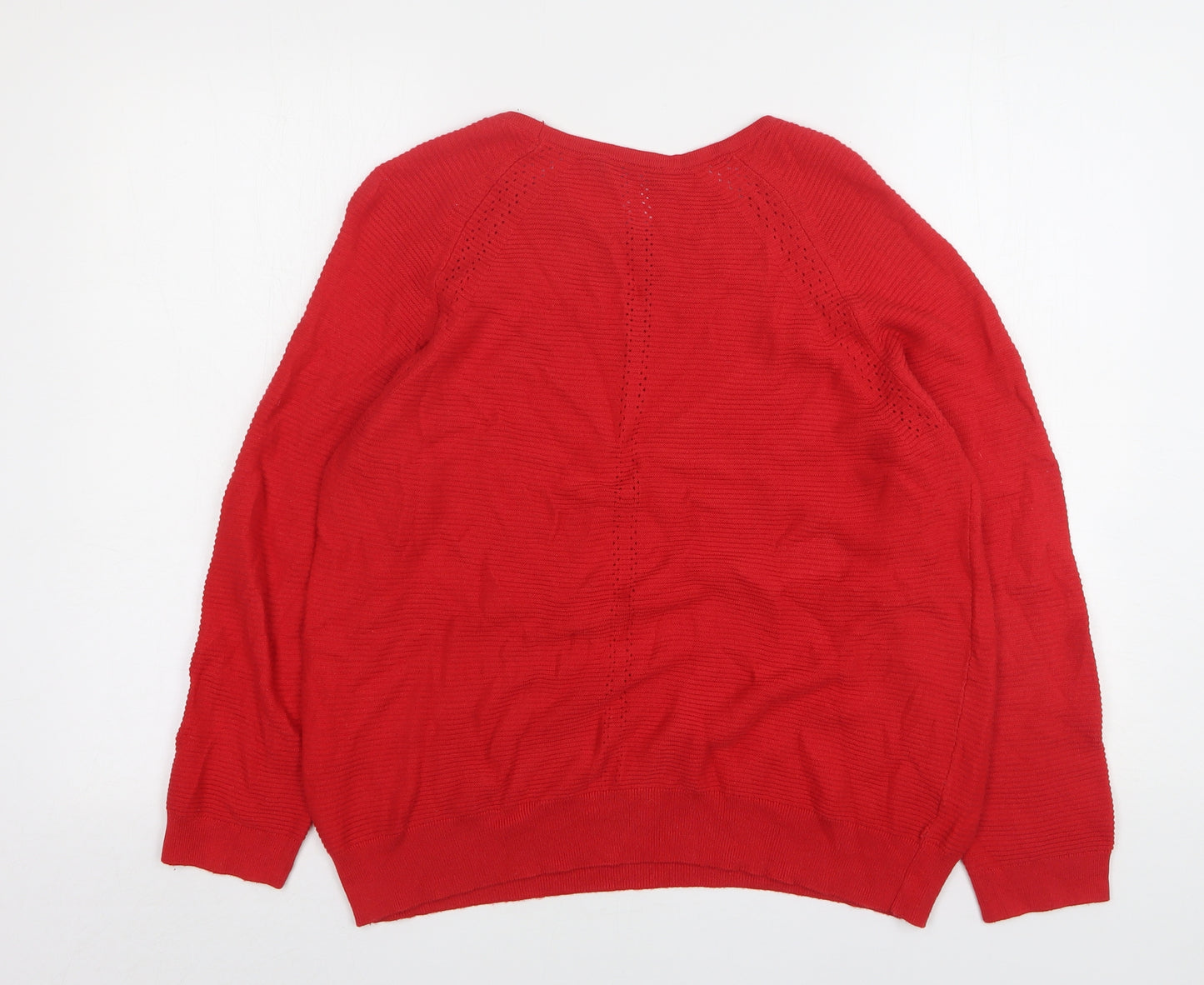 TR Womens Red Round Neck  Cotton Pullover Jumper Size 16