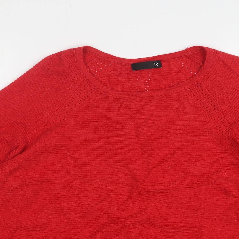 TR Womens Red Round Neck  Cotton Pullover Jumper Size 16