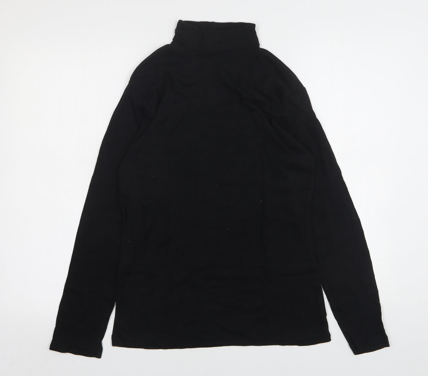Peacocks Womens Black  Cotton Basic T-Shirt Size 18 Roll Neck