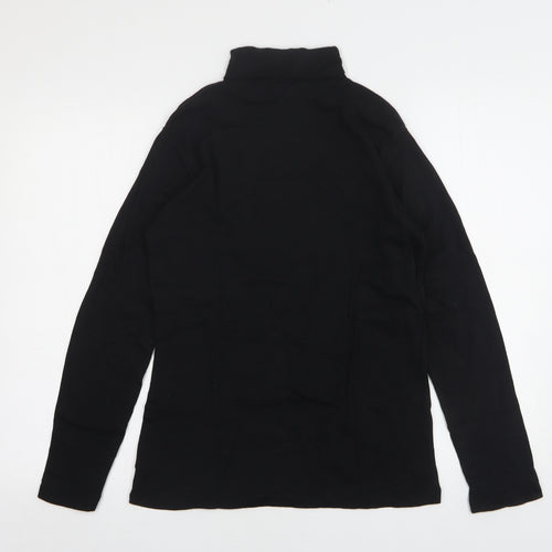 Peacocks Womens Black  Cotton Basic T-Shirt Size 18 Roll Neck