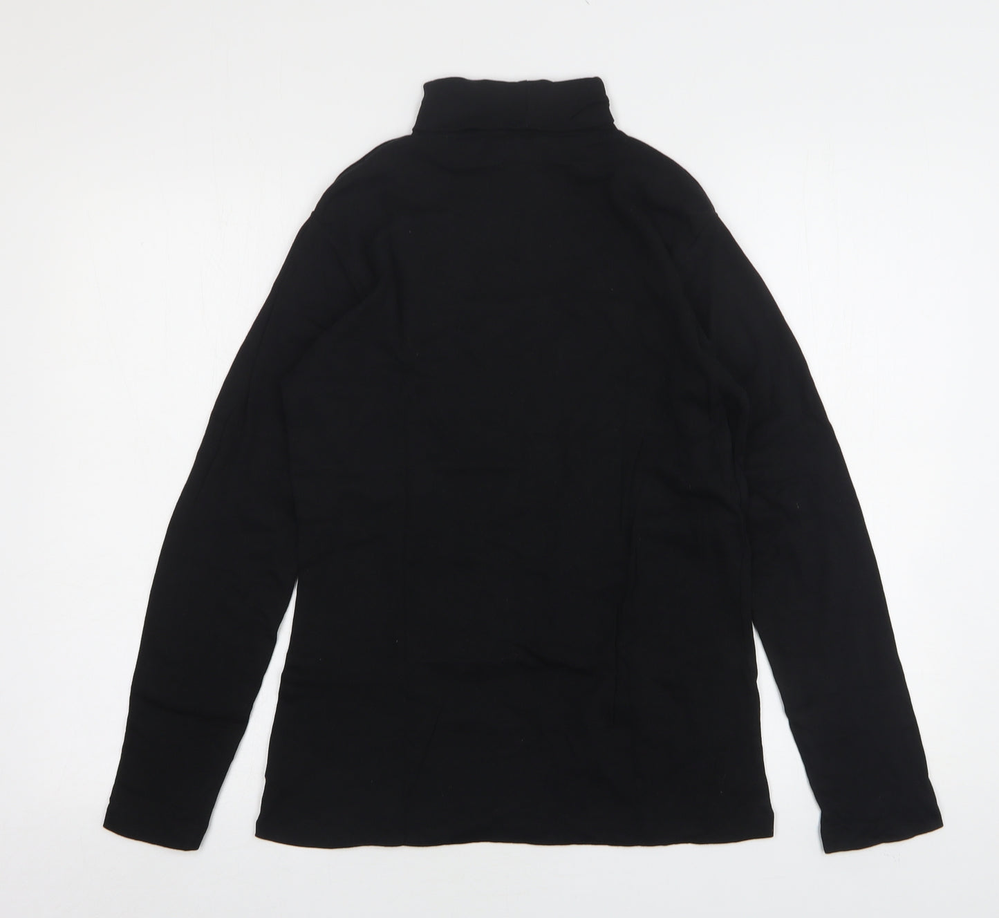 Peacocks Womens Black  Cotton Basic T-Shirt Size 18 Roll Neck