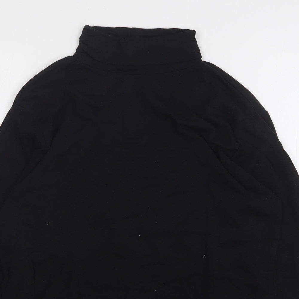 Peacocks Womens Black  Cotton Basic T-Shirt Size 18 Roll Neck