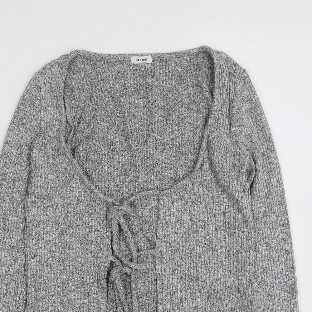 Garage Womens Grey Round Neck  Rayon Cardigan Jumper Size S