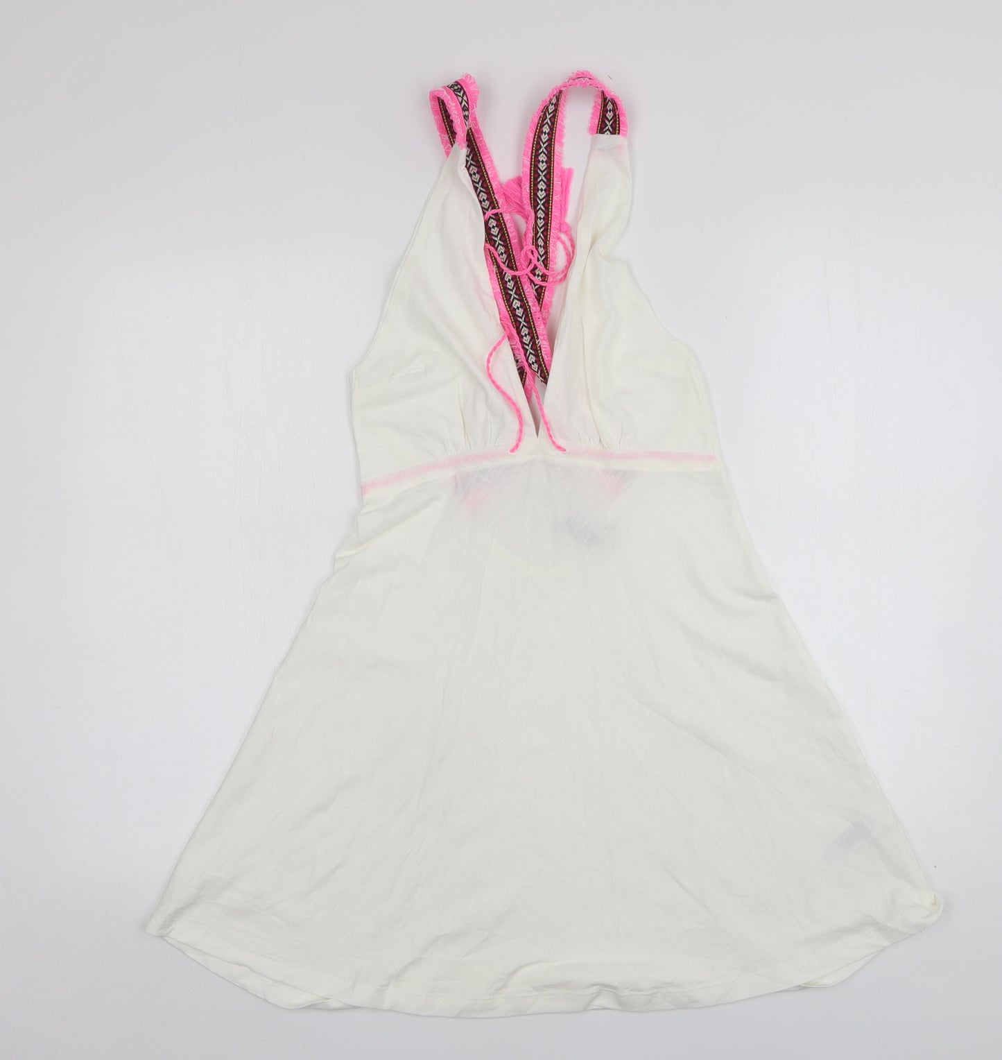 ASOS Womens White Argyle/Diamond Cotton Basic Tank Size 6 V-Neck