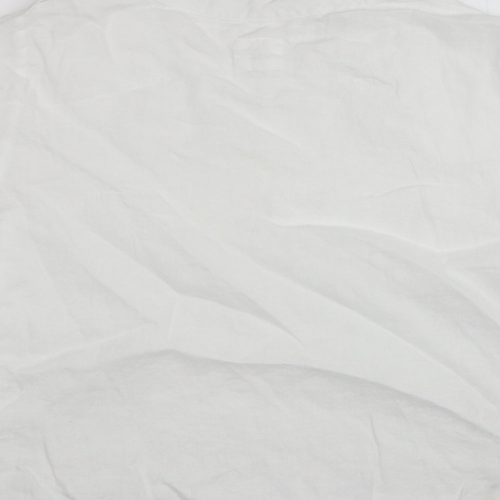 Marks and Spencer Womens White  Linen Basic T-Shirt Size 20 Round Neck