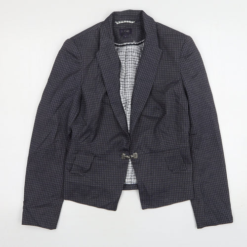 Marks and Spencer Womens Blue Geometric Polyester Jacket Blazer Size 8