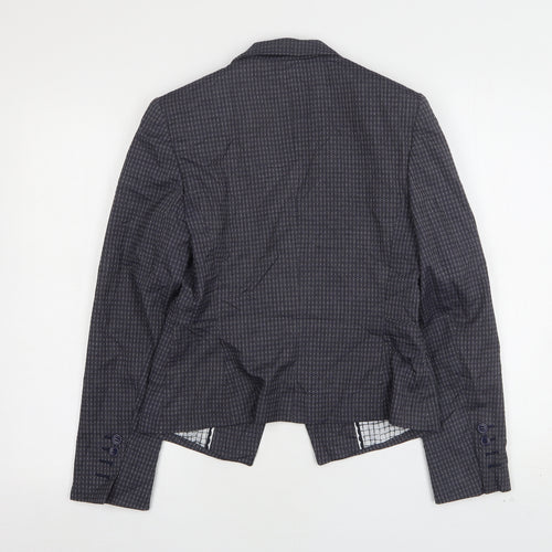 Marks and Spencer Womens Blue Geometric Polyester Jacket Blazer Size 8