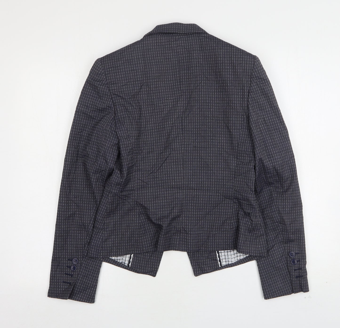 Marks and Spencer Womens Blue Geometric Polyester Jacket Blazer Size 8