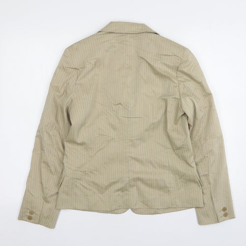 Mexx Womens Beige Striped Polyester Jacket Suit Jacket Size 12