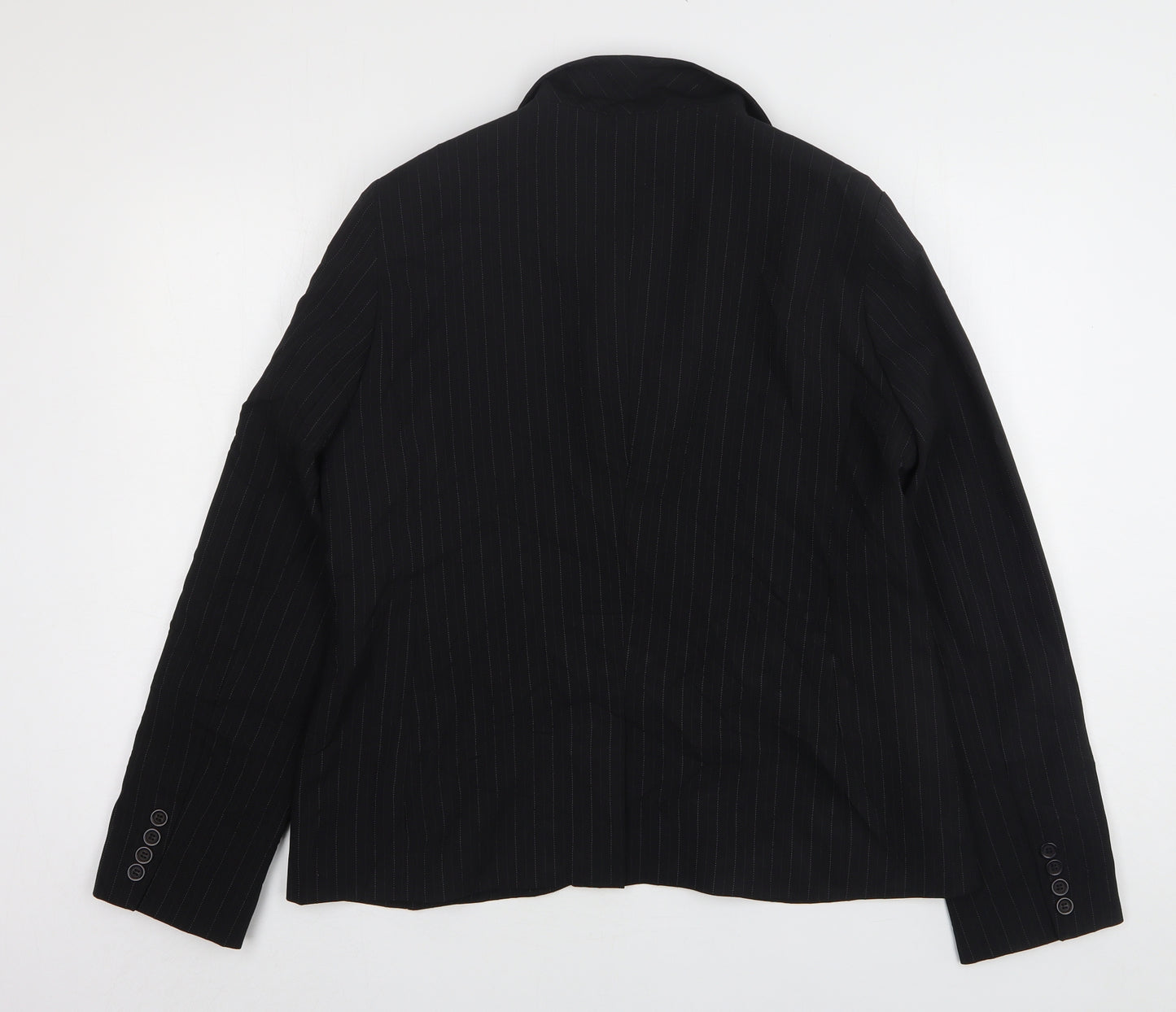Atmosphere Womens Black Striped Polyester Jacket Suit Jacket Size 18
