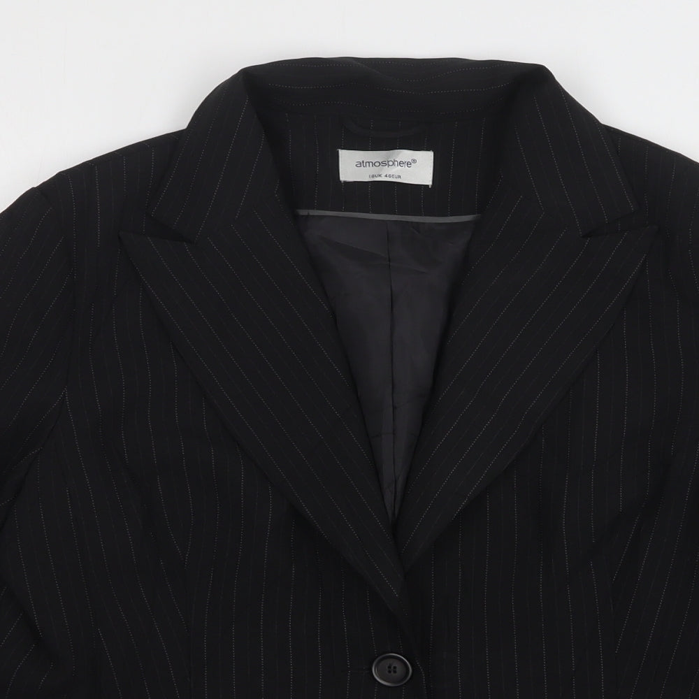 Atmosphere Womens Black Striped Polyester Jacket Suit Jacket Size 18