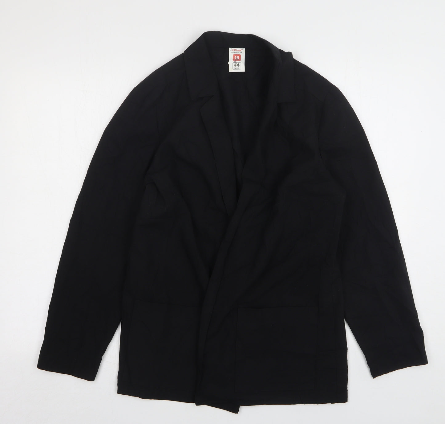 StMichael  Womens Black  Polyester Jacket Blazer Size 16