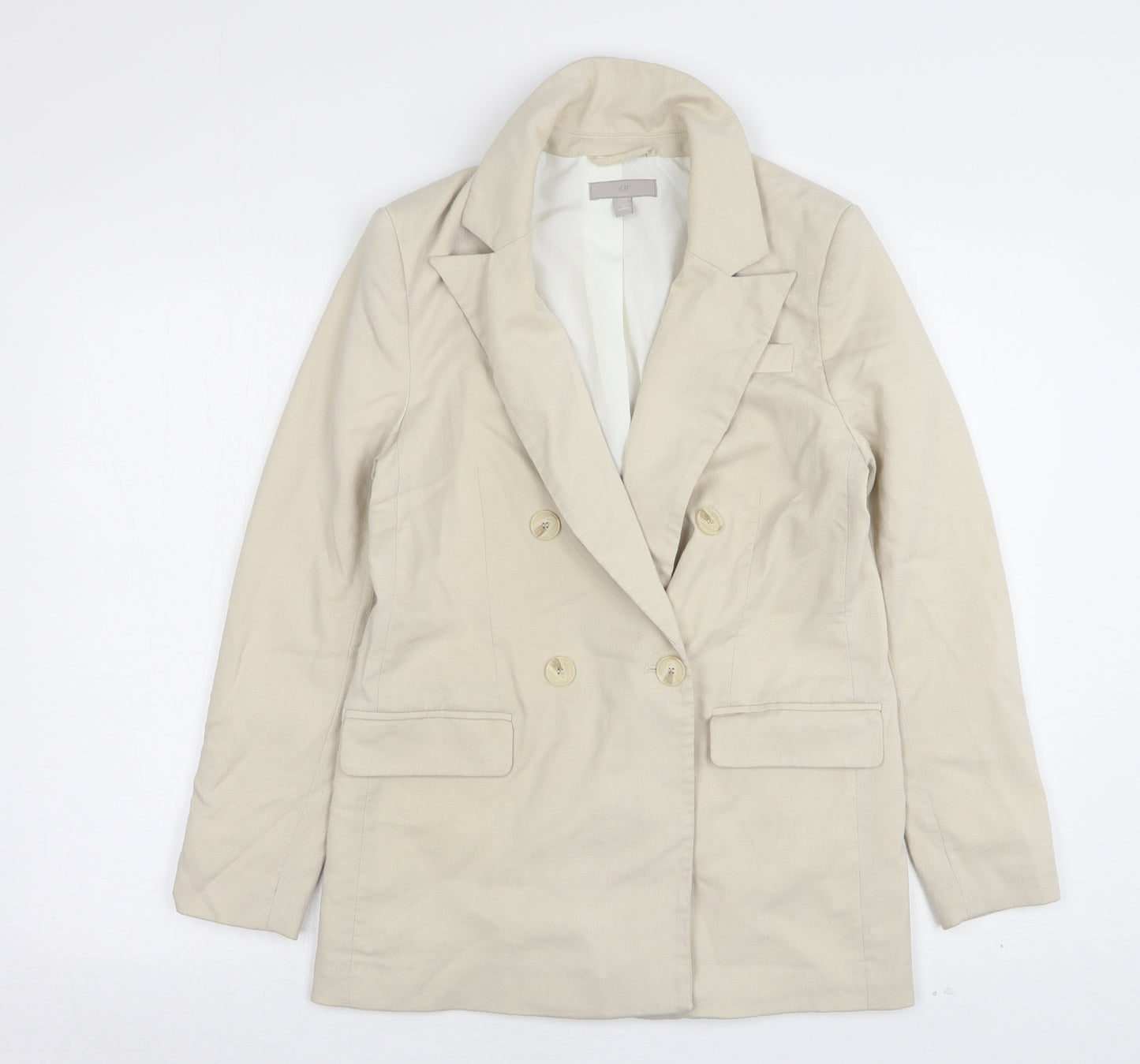 H&M Womens Beige  Viscose Jacket Suit Jacket Size XS