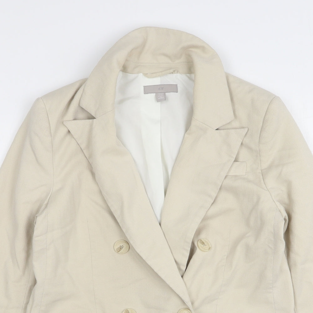 H&M Womens Beige  Viscose Jacket Suit Jacket Size XS