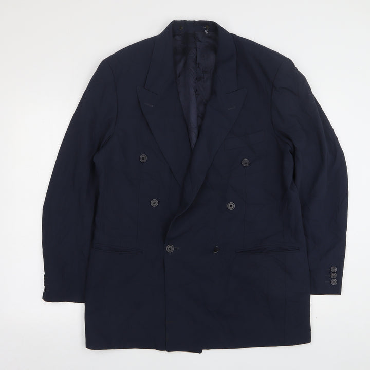 Preworn Mens Blue  Polyester Jacket Suit Jacket Size 40