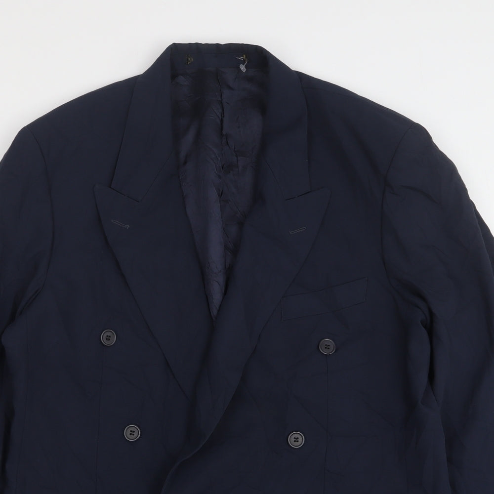 Preworn Mens Blue  Polyester Jacket Suit Jacket Size 40