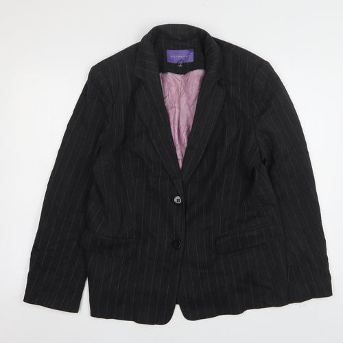 Autonomy Womens Grey Striped Polyester Jacket Suit Jacket Size 16