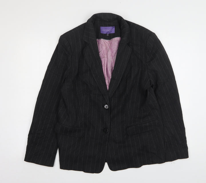 Autonomy Womens Grey Striped Polyester Jacket Suit Jacket Size 16
