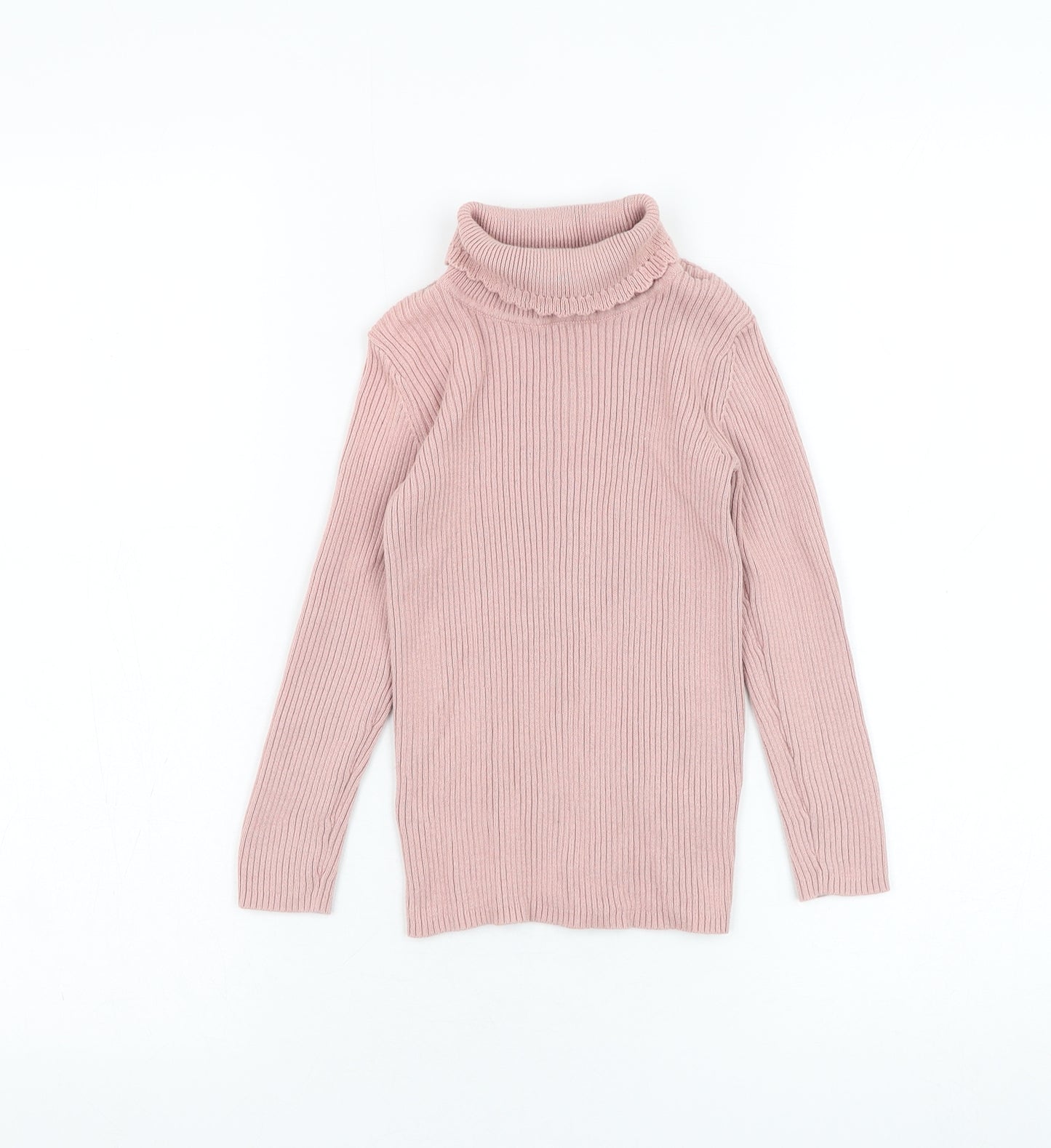 George Girls Pink Roll Neck  Cotton Pullover Jumper Size 4-5 Years  Pullover