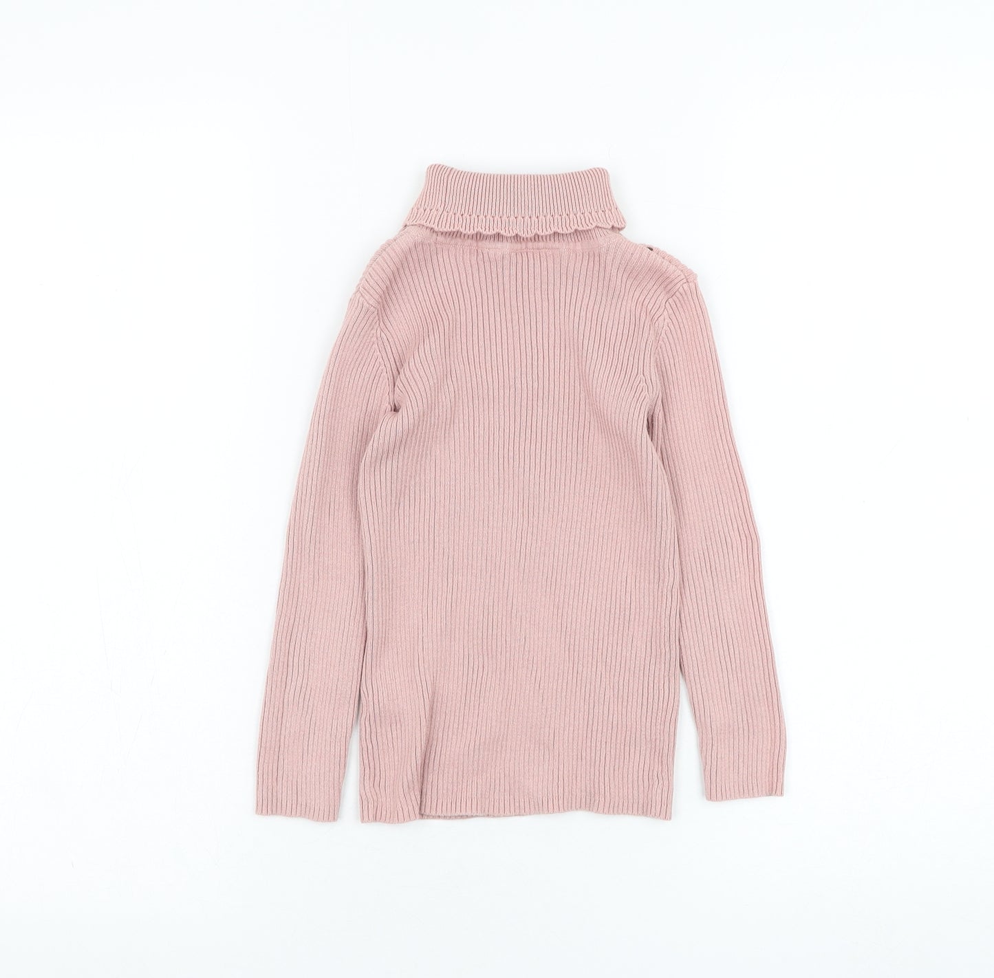 George Girls Pink Roll Neck  Cotton Pullover Jumper Size 4-5 Years  Pullover
