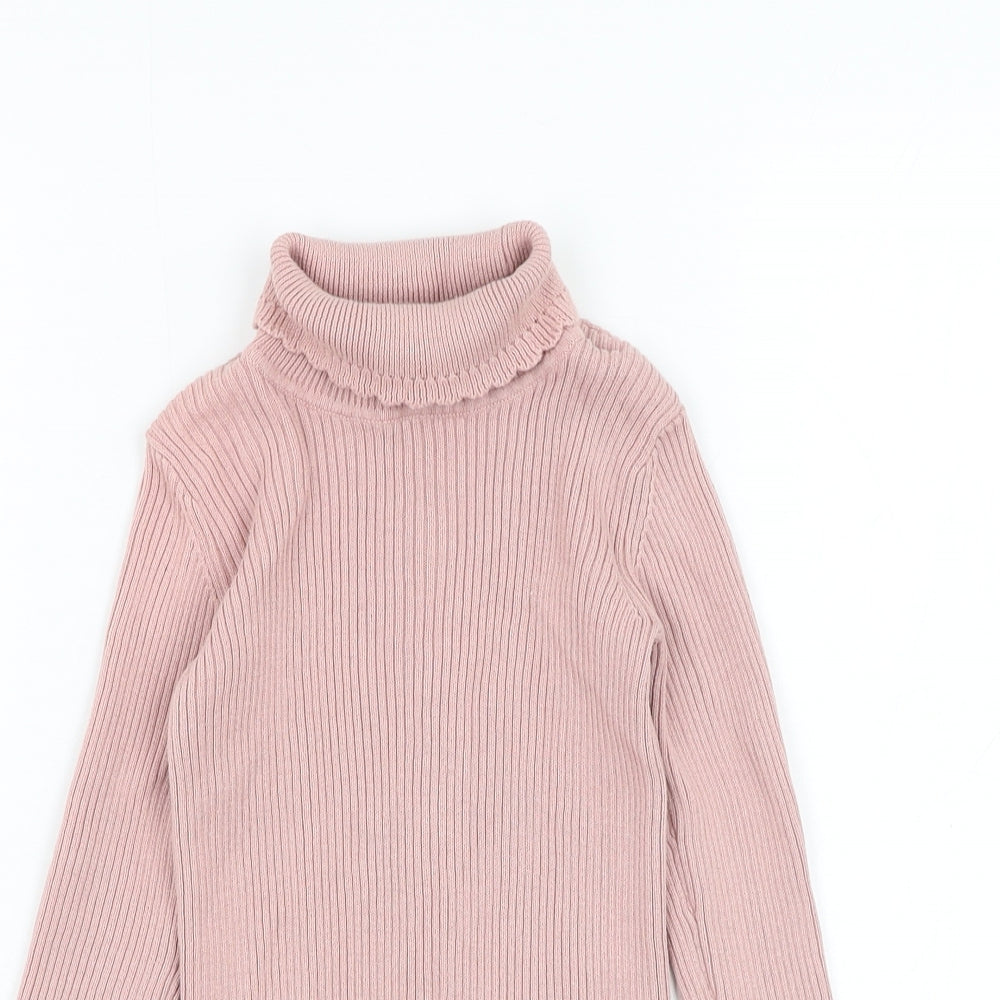 George Girls Pink Roll Neck  Cotton Pullover Jumper Size 4-5 Years  Pullover